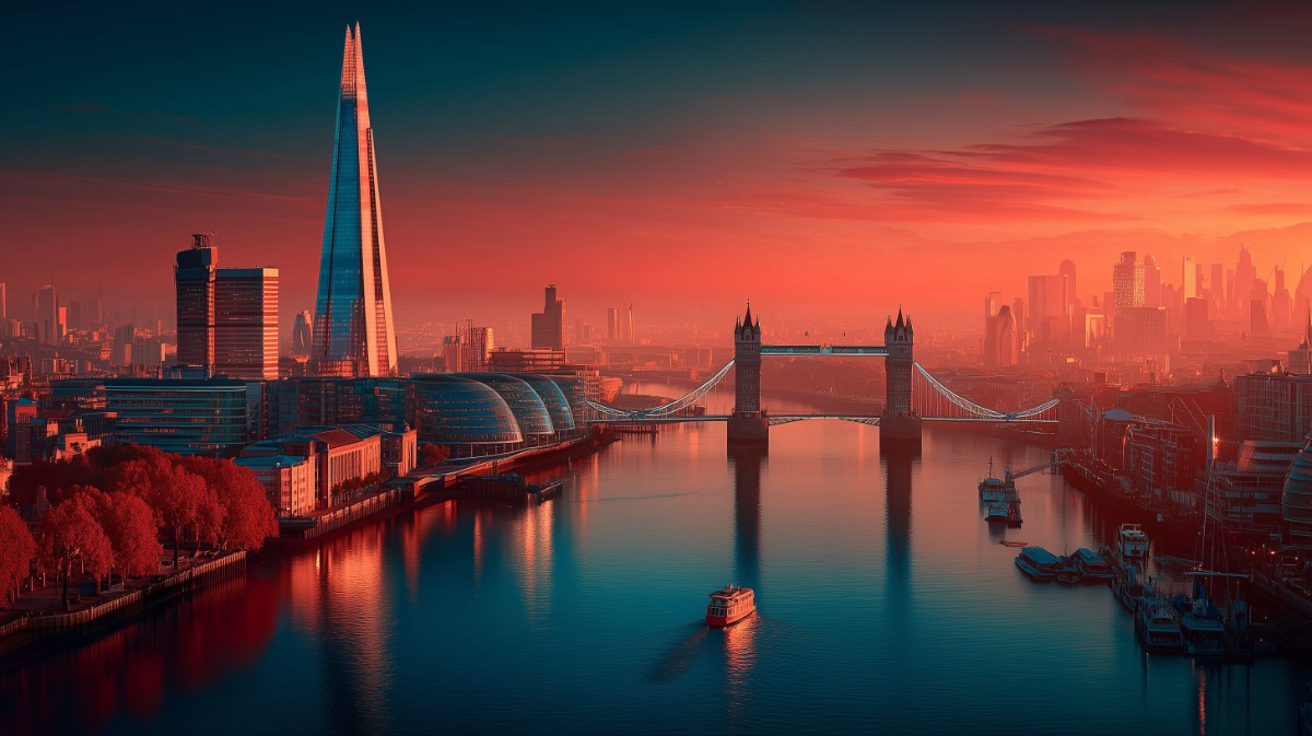 Paisajes urbanos figurativos en estilo minimalista con colores cálidos.