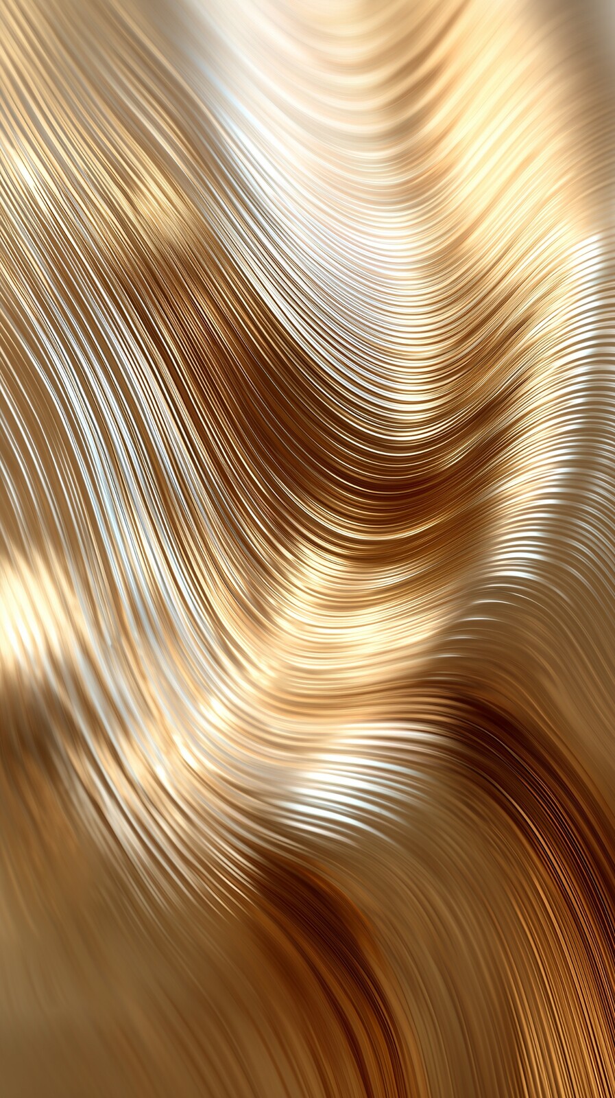 Minimalist artwork featuring golden and silver wave movements.