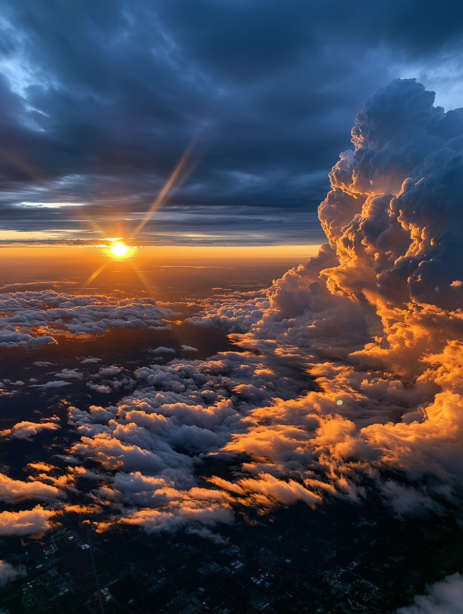 Colorful cloudscape at sunrise.